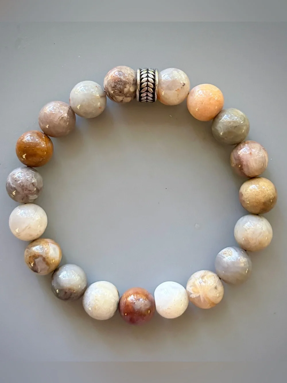 Natural Picture Jasper Handcrafted Bead Bracelet
